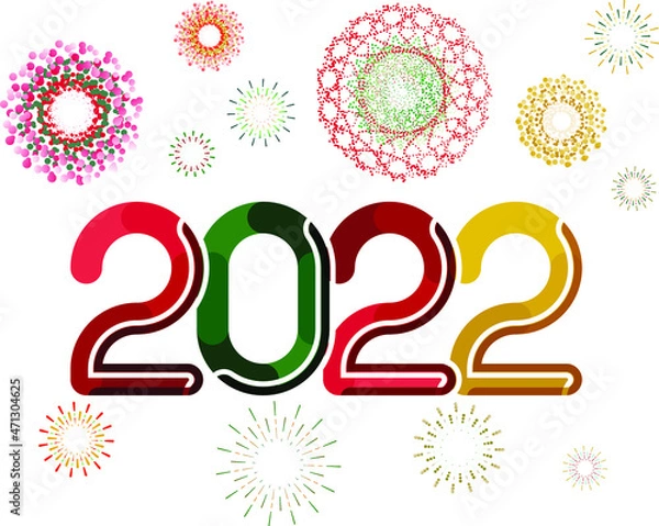 Fototapeta happy new year, colored 2022 numbers, design elements for new year decor, 2022 vector