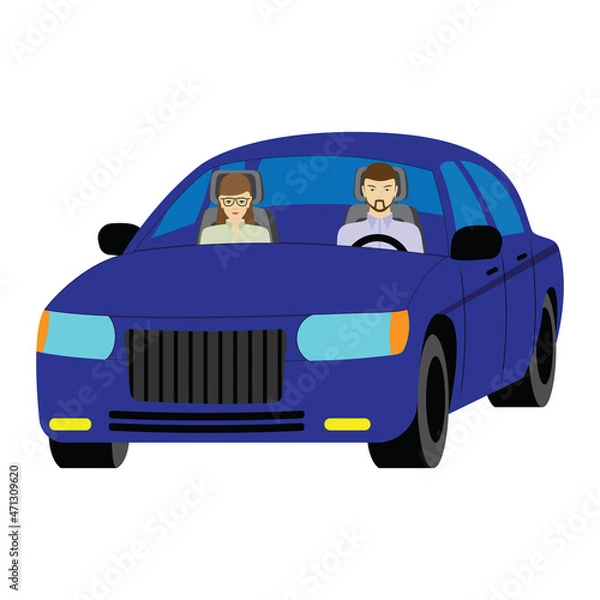 Obraz Driver and passenger sitting in a car.