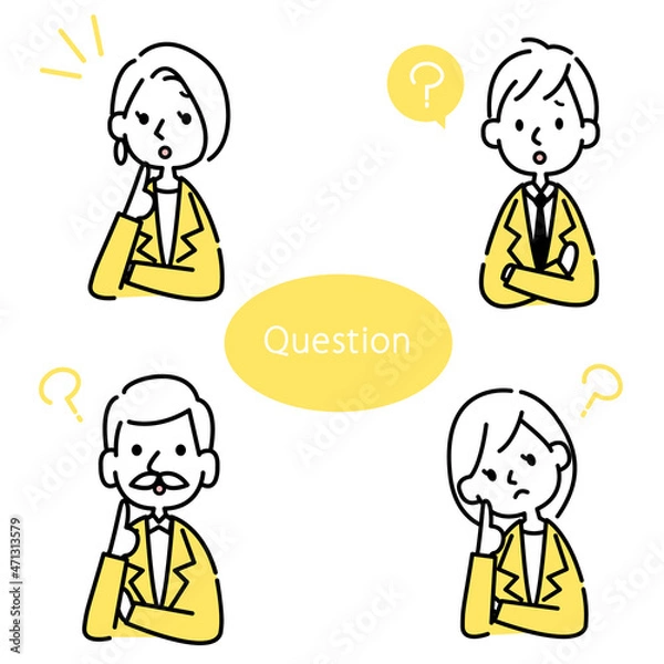 Fototapeta 会社員のアイコンセット　疑問の表情のベクター素材