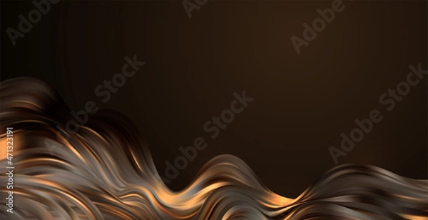 Fototapeta Abstract Waves. Shiny gold moving lines design element on dark background for greeting card and disqount voucher.