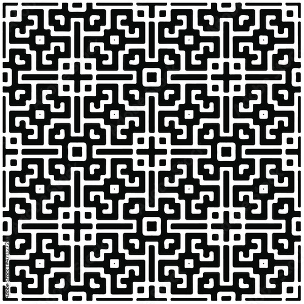 Fototapeta  Black and white seamless geometric Pattern for fashion, fabric, apparel dress, textile, background, wallpaper, digital printing.