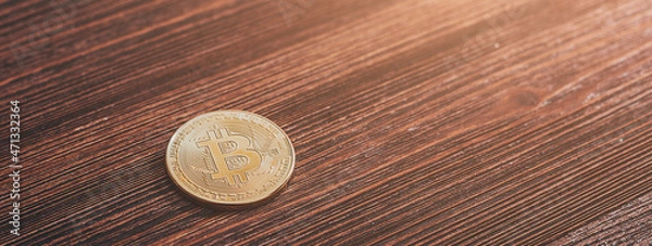 Fototapeta Banner web Bitcoin. Crypto coin. Moneta digitale 