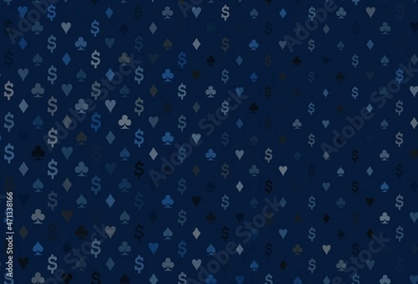 Obraz Dark blue vector background with cards signs.