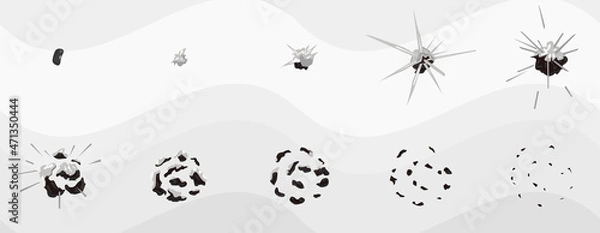 Obraz Sprites Of A Black Bean Exploding. Black Grain Explosion Sprite Sheet