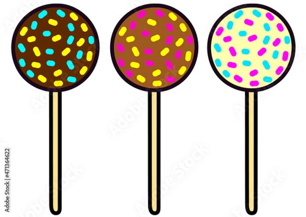 Fototapeta アイシングのついた棒つきチョコボールのベクター素材