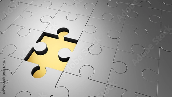 Obraz Chromium puzzle background. 3D render illustration.