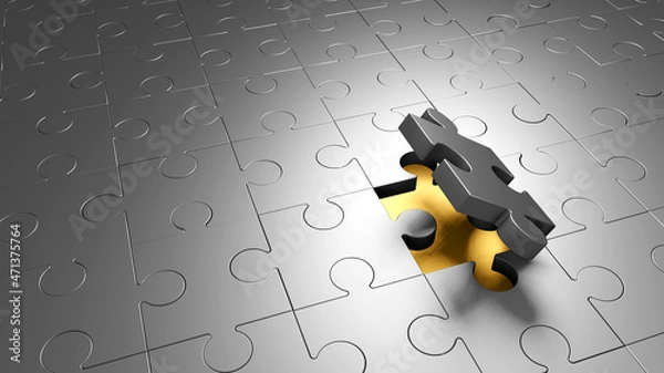 Obraz Chromium puzzle background. 3D render illustration.