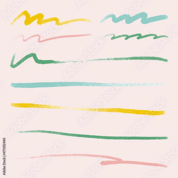 Fototapeta Colorful brush stroke element vector set