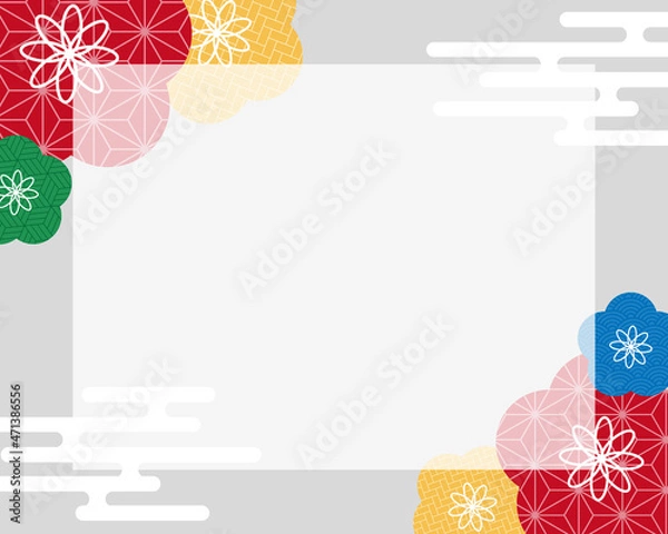 Obraz 梅と雲の和風フレーム