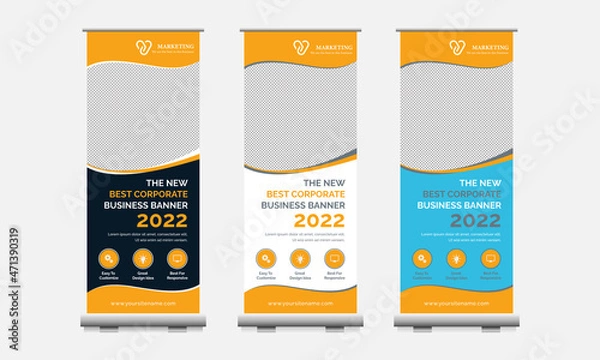 Fototapeta Business Roll-Up Banner 2022. Standee Design. Banner Template. Presentation Vector illustration