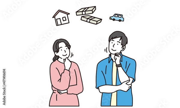 Fototapeta 結婚後のライフスタイルを考える若い夫婦