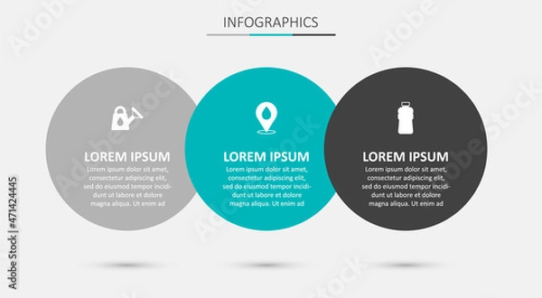 Obraz Set Water drop with location, Watering can and Bottle of water. Business infographic template. Vector