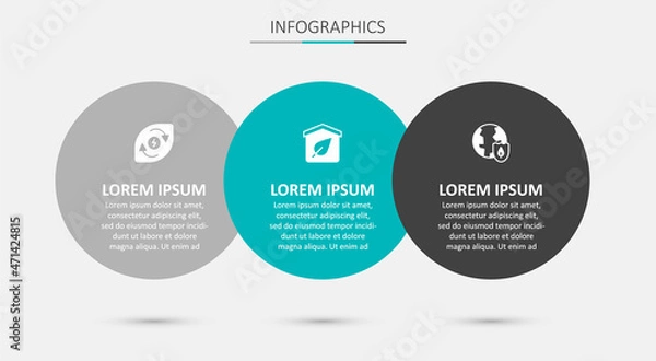 Fototapeta Set Eco friendly house, Water energy and Earth with shield. Business infographic template. Vector