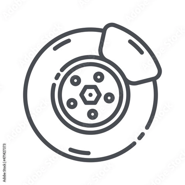 Fototapeta Vector line icon of a brake shoe front view isolated