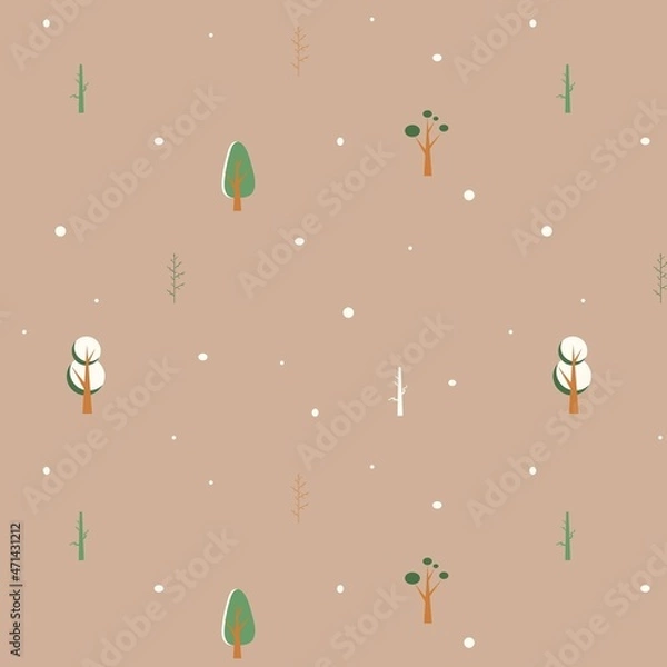 Obraz Vector winter pattern. Pattern with winter trees for gifts. Pattern for postcards and invintation. 