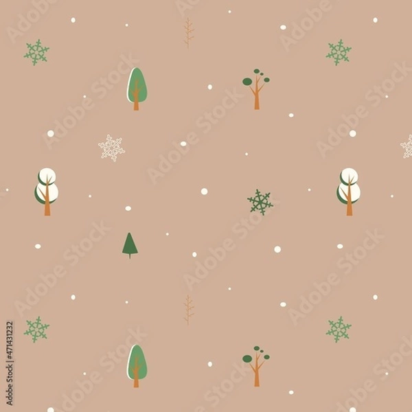 Obraz Vector winter pattern. Pattern with winter trees for gifts. Pattern for postcards.