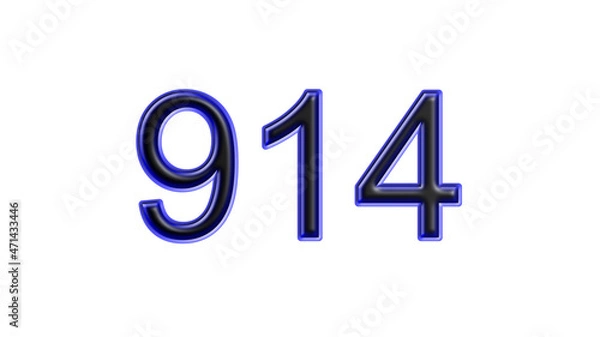 Obraz blue 914 number 3d effect white background
