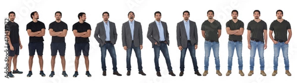 Fototapeta same with various outfits on white background