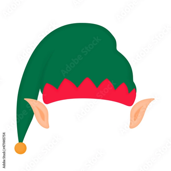 Fototapeta Elf hat and ears. Santa Claus helper. Funny selfie photo mask