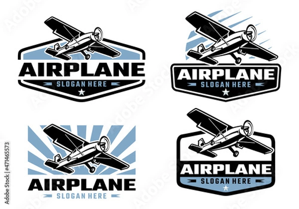 Obraz Vintage plane aviation badge logo set