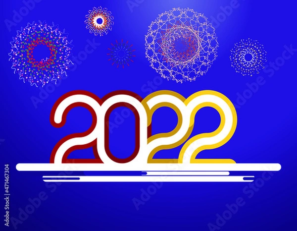 Fototapeta happy new year, colored 2022 numbers, design elements for new year decor, 2022 vector