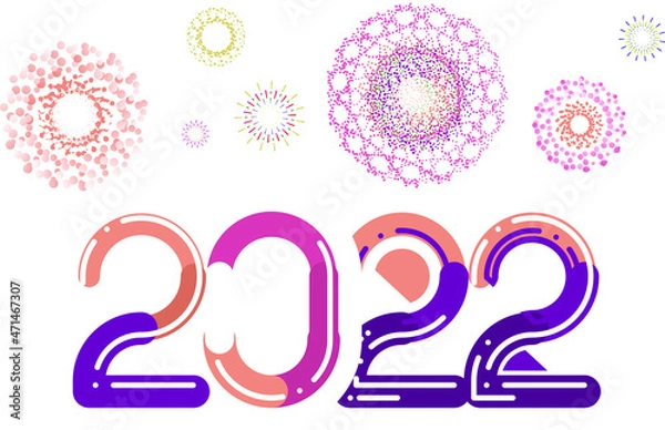 Fototapeta happy new year, colored 2022 numbers, design elements for new year decor, 2022 vector