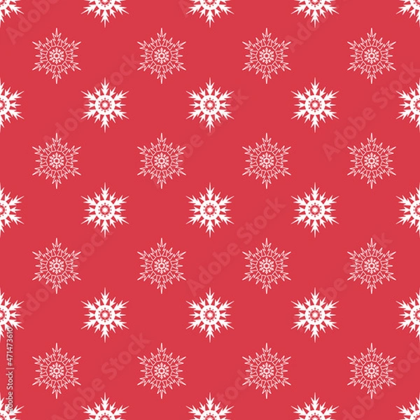 Fototapeta Crystal shape snowflake, christmas decoration seamless pattern