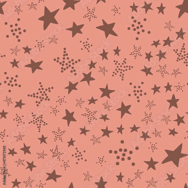 Obraz Seamless pattern, star asterisk, ash pink design vector illustration with star