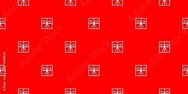 Fototapeta Red seamless pattern with christmas gift box icon