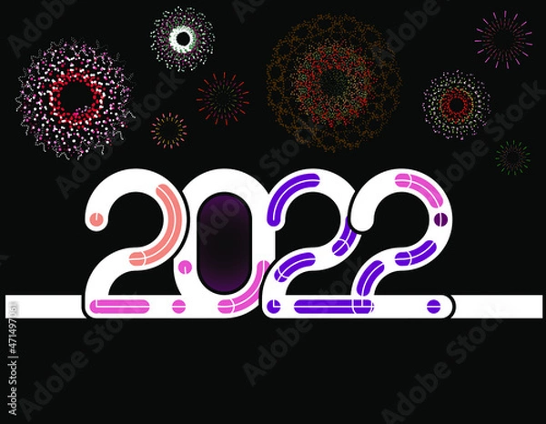 Fototapeta happy new year, colored 2022 numbers, design elements for new year decor, 2022 vector