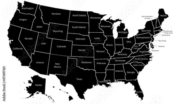 Obraz Black USA map vector