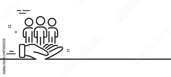 Fototapeta Best buyers line icon. Customers group sign. Care of clients symbol. Minimal line illustration background. Best buyers line icon pattern banner. White web template concept. Vector