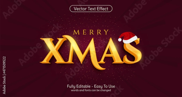 Obraz Creative 3d text Merry Xmas editable style effect template