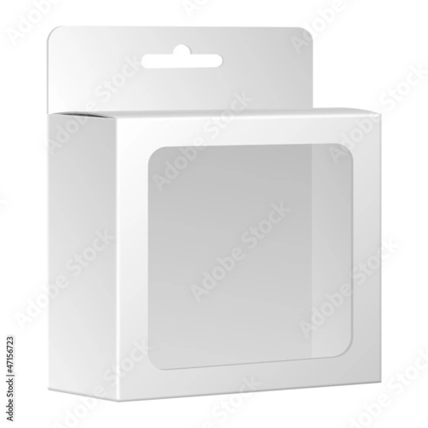 Fototapeta Blank white product package box with window. Vector