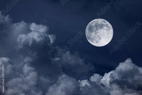 Obraz night sky with moon and clouds