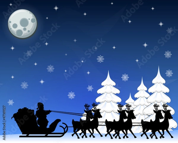 Obraz Christmas card and blue background