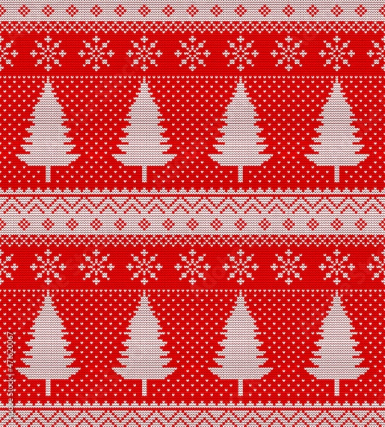 Fototapeta merry Christmas seamless knitting pattern   