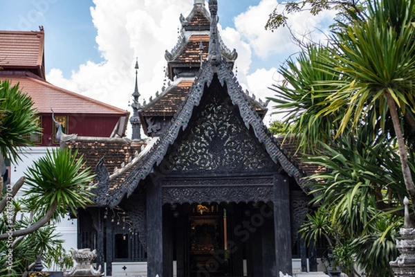 Obraz Within Wat Chedi Luang is temple of the big stupa or temple of the royal stupa that is a Buddhist temple in the historic center in Chiang Mai province of Thailand.