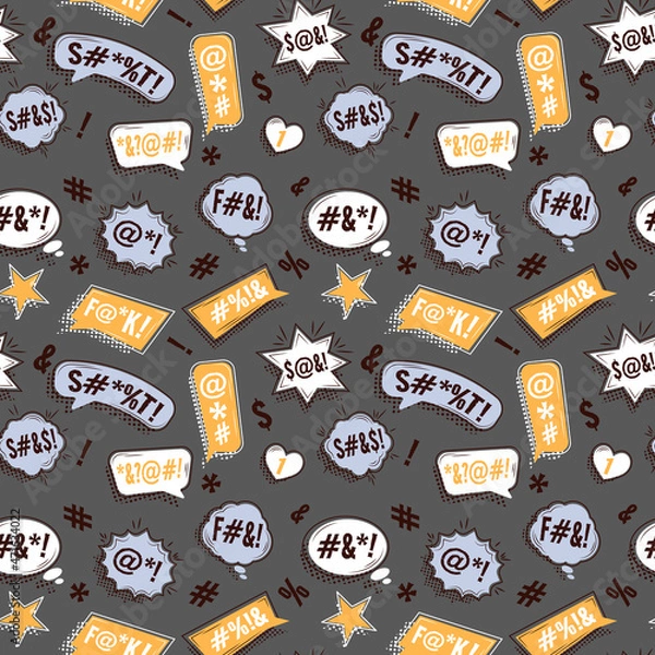 Fototapeta Seamless pattern. Speech bubbles with swear words.
