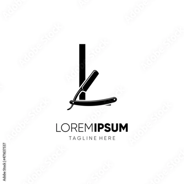 Fototapeta Letter L Straight Razor Logo Design Vector Icon Graphic Emblem Illustration