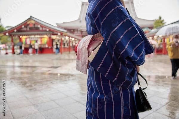 Obraz 着物女性の帯　クローズアップ