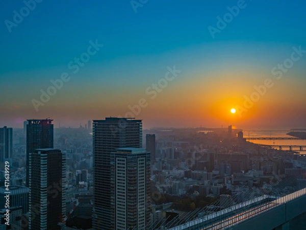 Fototapeta 【大阪梅田】高層階から見渡す都会の景色