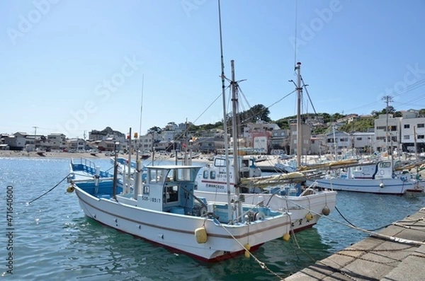 Obraz 稲取金目や雛のつるし飾りでも有名な伊豆稲取の漁港風景です。