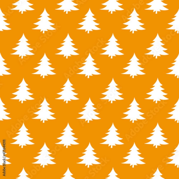 Fototapeta Christmas seamless pattern with christmas tree and snowflakes, vector background.Design template for wallpaper,fabric,wrapping,textile