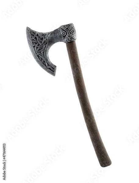 Fototapeta Medieval ax isolated on white background with clipping path