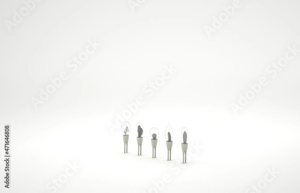 Obraz Vase with flower 3d on a white background.