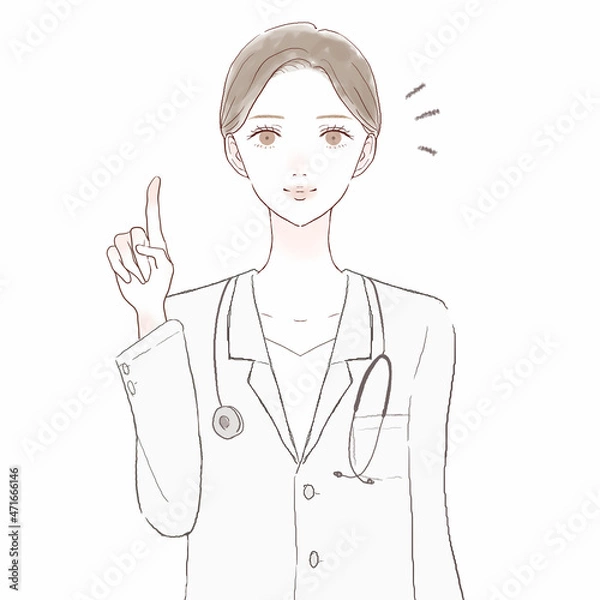 Fototapeta 指をさしながら説明している女性医師