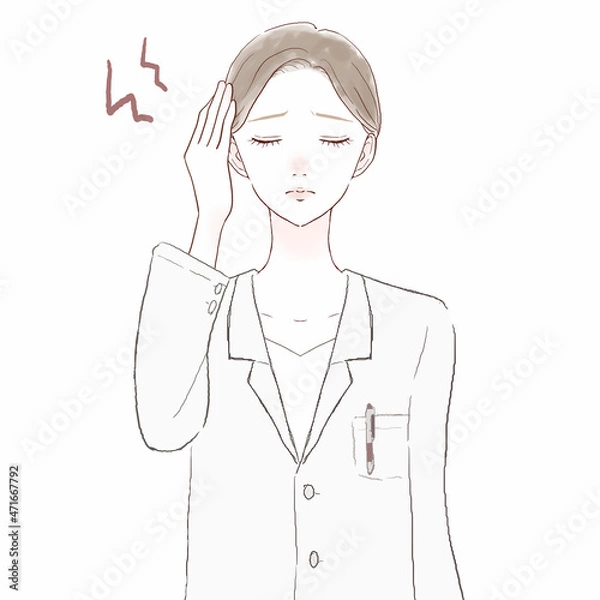 Fototapeta 頭痛に悩まされる女性医師