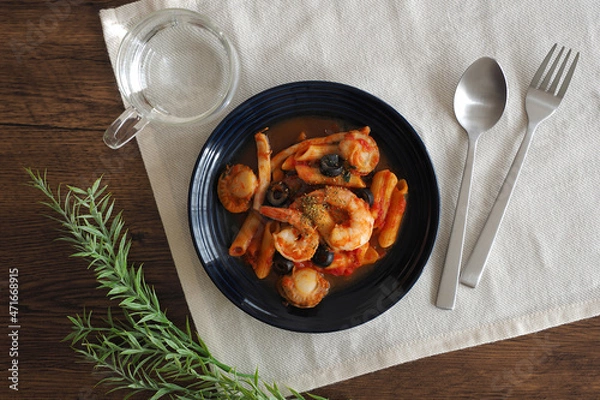 Obraz 美味しいペスカトーレ｜パスタ｜イタリアン｜料理｜俯瞰