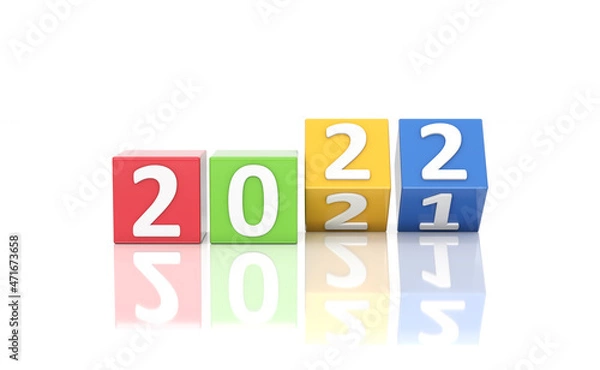 Fototapeta New Year 2022 Creative Design Concept - 3D Rendered Image	
